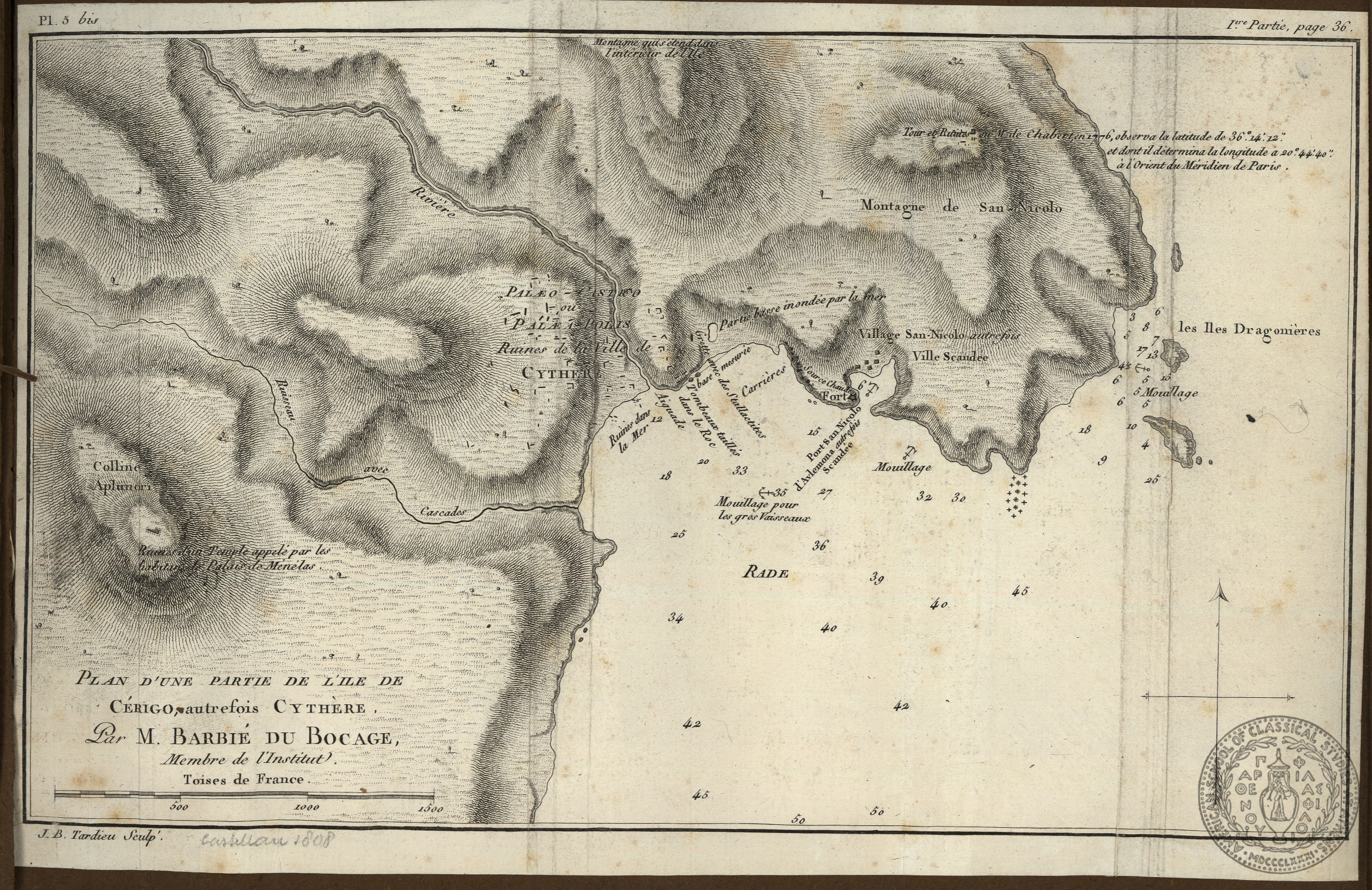 Plan d'une partie de l' ile de Cerigo, autrefois Cythere.